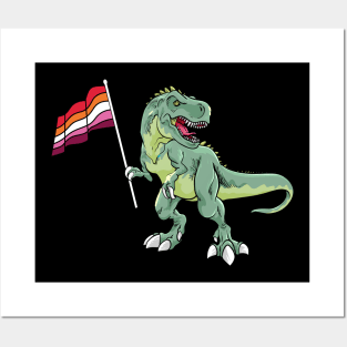 Funny Dinosaur Flag Lesbian Pride LGBT Gift Posters and Art